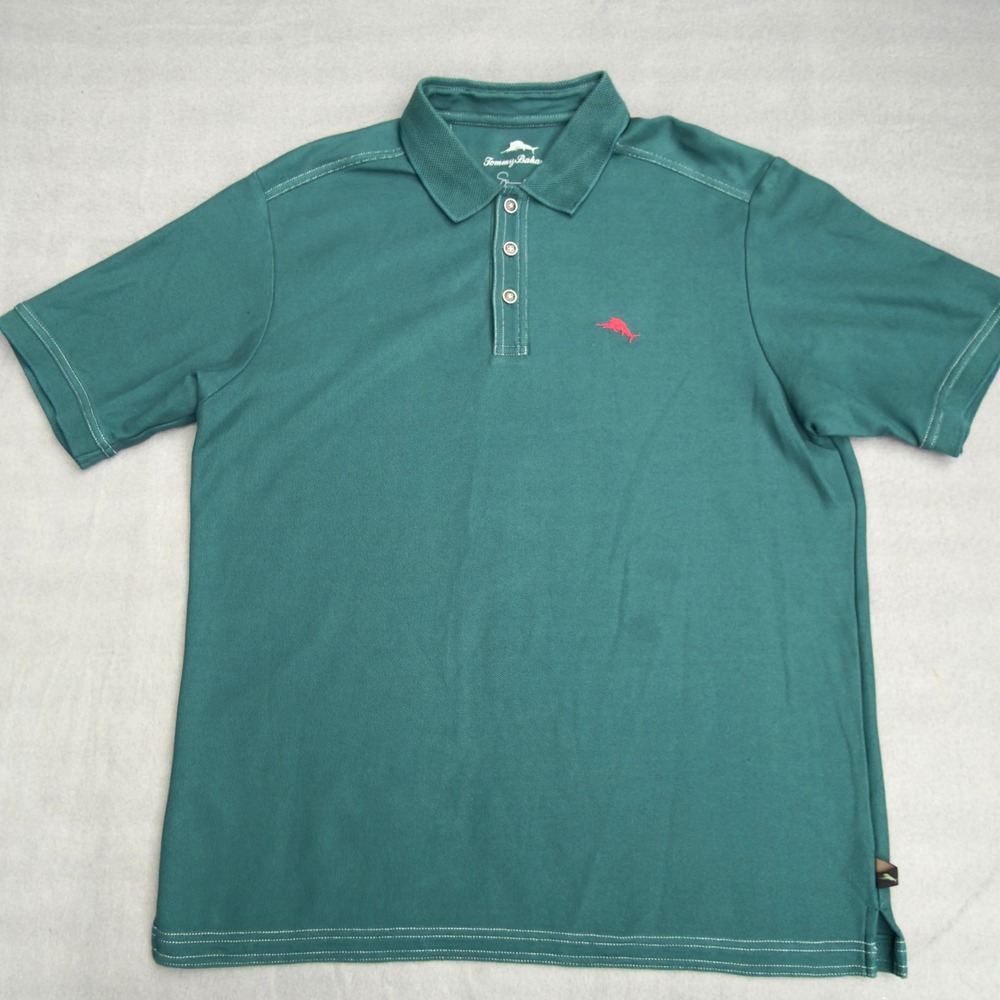 Tommy Bahama Mens Emfielder Supima‎ Cotton Blend Polo Shirt Green Medium